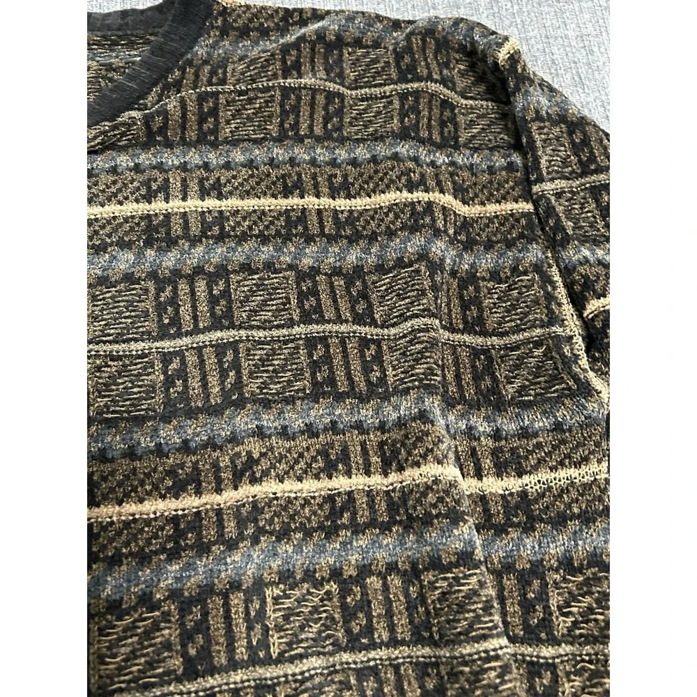 VTG Geoffrey Beene Coogi Knit Style Sweater Mens Large Rayon Blend Soft Grandpa